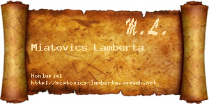 Miatovics Lamberta névjegykártya